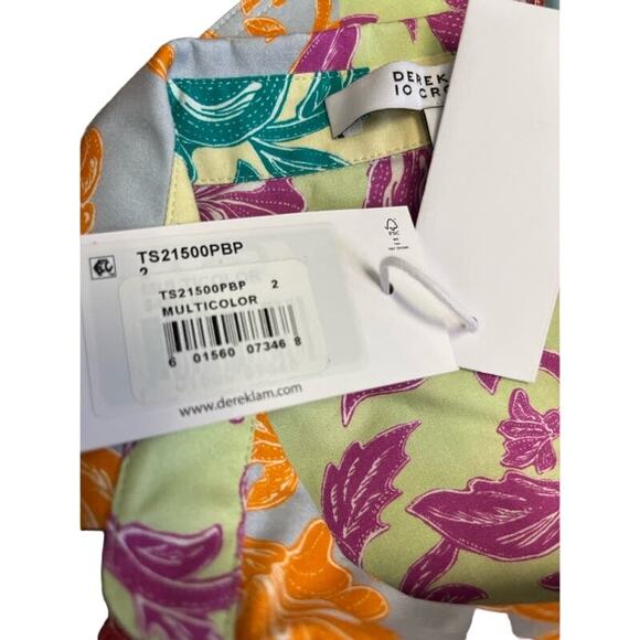 DEREK LAM 10 Crossby $450 Multicolor A-Line Knee Length Satina Shirt Dress 2 - Picture 4 of 5